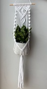 Wiszący kwietnik sznurkowy Boho biały Makrama doniczka podsufitowa handmade