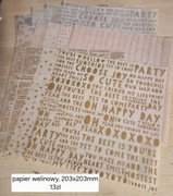 Papier welinowy 203x203 mm złote napisy scrapbooking