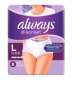 Always Discreet Plus dla kobiet Bielizna na nietrzymanie moczu rm. L 8 szt.