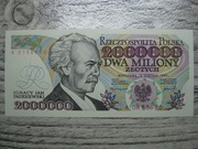 BANKNOT RP 2 MILIONY 2000000 ZŁOTYCH Z BŁĘDEM 1992 ROK SERIA A UNC