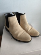 Esprit 38 modne skórzane botki sztyblety khaki