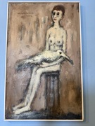 Obraz olej na płótnie Kazimierz Machowina Kobieta z ptakiem akt 2006