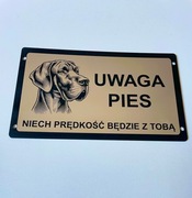 Tabliczka informacyjna uwaga pies Dog Niemiecki