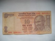 BANKNOT INDIA  10 Rupees 2010 r.