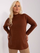 Brązowy damski sweter plus size z wiskozą