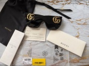 Śliczne klasyczne eleganckie okulary przeciwsłonczne czarne Gucci GG0956S 