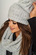 Ciepły Komplet Czapka + Szal  Szary TMC Moda