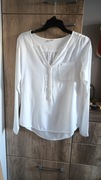Women asymetryczna biała koszula bluzka z kieszonką rozm. S
