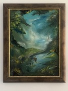 Obraz z ramką, ręcznie malowany.