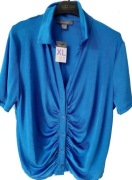 Primark nowa ciekawa letnia bluzka marszczona M L XL dzianina kobalt