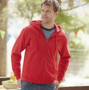 Bluza z kapturem rozpinana czerw FRUIT of the LOOM