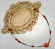 Naszyjnik Sol Soul/koral,k. księżycowy,k. słoneczny,ceramika,srebro AG925/