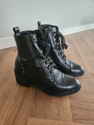 Botki sznurowane damskie czarne 39 H.I.S Zalando