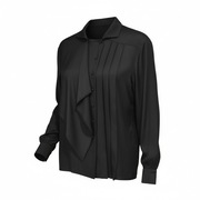 Koszula jedwab Escada vintage czarna jedwabna z żabotem szeroki rękaw 