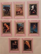 ZEA  Ajman 1973 Mi 2685-700 B słoń malpa 8 x 1-blok CIĘTY ideał 1/2 kompl