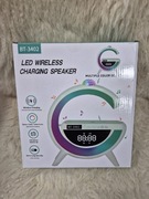 LAMPKA NOCNA LED ŁADOWARKA QI Z GŁOŚNIKIEM BLUETOOTH RADIO BUDZIK PROJEKTOR