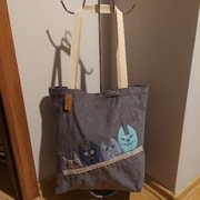 4 ZABAWNE KOTY -nowa torba torebka zakupowa ze sztruksu-rękodzieło handmade