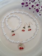 Komplet zestaw bizuterii wisienki wiśnie prezent dzien matki