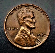LINCOLN  CENT-1960--USA. BŁĘDY.  DUŻA DATA. RZADKA