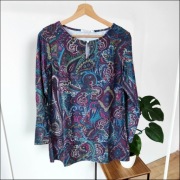 Bluzka elegancka 40 L Quiosque paisley kolorowa przedłużana