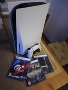 PLAYSTATION 5 (PS5) z napędem + 3 gry, kupione 24.07.23, mało używane