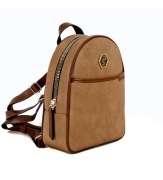 Plecak Damski Brązowy Beżowy Złote Zamki Elegancki Miejski