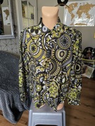 HISDERN Męska koszula długi rękaw wzór casual L kwiaty żółta brąz impreza