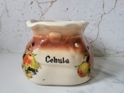 Pojemnik ceramiczny 2,5 l na cebulę Bogato zdobiony Vintage