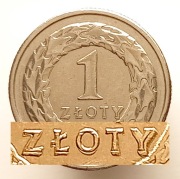 1 ZŁOTY 2018 [nr kat. 106] MONETA > DESTRUKT > NAPIS ZŁOTY "3D"