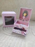 Nowa drewniana szkatułka z pozytywką i szufladką, księżniczka jednorożec 