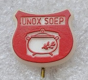 Przypinka. Reklama ''Unox Soep'' (Zupa Unox) . Niderlandy