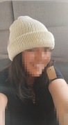 Czapka beanie z wełny 95% ręcznie robiona, handmade , ecru. ciepła 