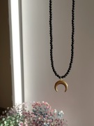 Czarny agat krótki naszyjnik choker lunula boho handmade