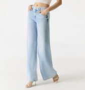 COJ jeansy damskie 34 szerokie nogawki jasny denim