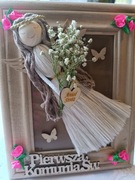 Anioł stróż w ramce hand made jako Pamiątka Pierwszej komunii Świętej 