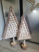 Zestaw choinek drewnianych