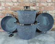 zestaw DUŻYCH garnków(2x wok + 2xduże garnki) KB-3946-czarne/ KB-4046-szare