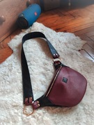 Skórzana nerka damska handmade czarna bordo