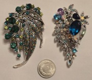 Piękna bogatozdobiona broszka PTAK przypinka, ozdoba żakietu, 2szt.