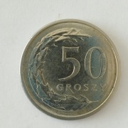 Destrukt  moneta 50 groszy  2022 rok popękany stempel 
