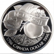 Srebrna moneta 1 DOLLAR McINTOSH 1996 - 3/4 oz uncji srebra. Czytaj opis