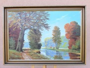  STARY DUŻY  OBRAZ OLEJNY NA PŁÓTNIE sygnowany