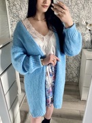 Kardigan z dodatkiem wełny Błękit Śmietanka uni