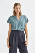 H&M top bluzka błękitna serek klasyczna elegancka quiet luxury biurowa XS/S