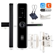 Inteligentny Zamek WiFi Tuya, Odcisk Palca, Kod, Karty IC, Nowoczesny