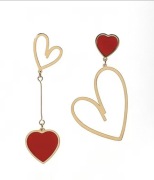 Asymetryczne kolczyki serce <3 czerwone 