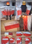 Zestaw Kibica 1. (GOLD) Flaga Polski + Flaga na plecy + flaga na lusterka 