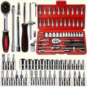 Klucze nasadowe 1/4 46 el grzechotka i bity w walizce zestaw narzędzi