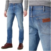 Spodnie Jeansowe Zwężane Wrangler Texas Slim Blue Chill W12SU898T W38 L32 