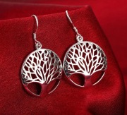 Srebrne wiszące kolczyki drzewko szczęścia 925
